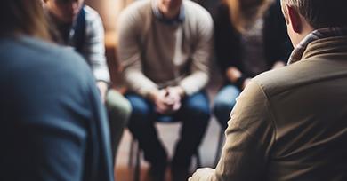 Personnes assises dans un positionnement d'écoute